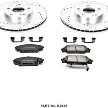 Power Stop K2439 Front Brake Kit with Drilled/Slotted Brake Rotors and Z23 Evolution Ceramic Brake Pads,Silver Zinc Plated