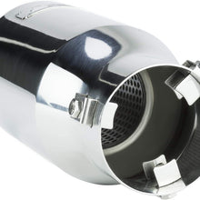 DC Sports EX-1013 Performance Bolt-On Resonated Muffler Slant Exhaust Tip with Clamps and Adapters for Universal Fitment on Most Cars, Sedans, and Trucks - Polished Stainless Steel