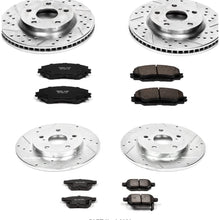 Power Stop K4141 Front & Rear Brake Kit with Drilled/Slotted Brake Rotors and Z23 Evolution Ceramic Brake Pads