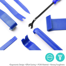 MICTUNING 19Pcs Auto Audio Trim Removal Tool Set & Clip Plier Upholstery Fastener Remover Nylon Dash Door Panel Stereo Tool Kits (Blue)