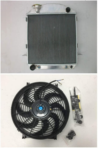 3 ROW Aluminum Radiator and FAN For 1924-1927 Ford Model T-Bucket Grill Shells