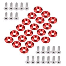 Keenso 20 Pcs Aluminum Bumper Fender Washer Bumper Washer Bolt Engine Bay Dress Up Kit(Red)