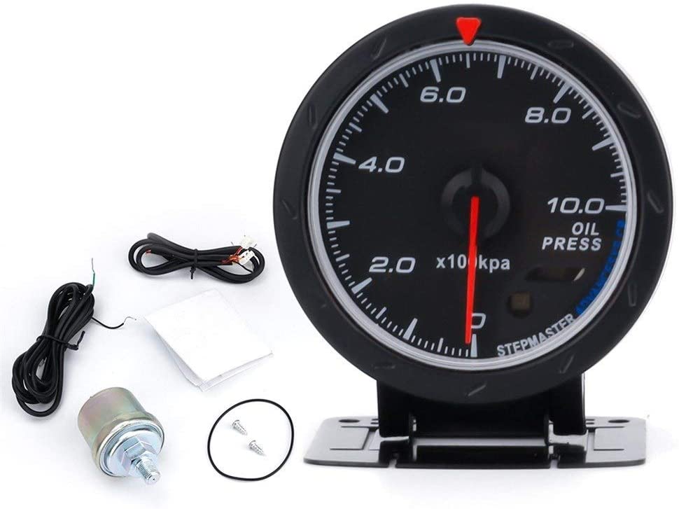 XinQuan Wang 60mm Auto Oil Pressure Gauge 0-10Bar Red White Lighting Car Oil Pressure Meter with Oil Press Sensor Auto Gauge