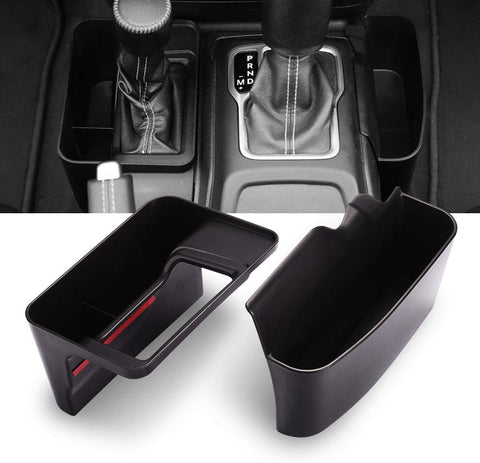 HUMUTA JL Gear Shift Console Side Storage Box, Replacement Interior Accessories, Auto Transmission Side Organizer Tray for 2018 2019 2020 Jeep Wrangler JL JLU & 2020 Jeep Gladiator JT, Set of 2