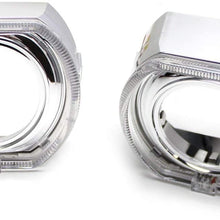 iJDMTOY (2) 3.0-Inch H1 Bi-Xenon HID Projector Lens w/DTM Style Square LED Halo Rings Daytime Running Light Shroud Compatible With Headlight Retrofit, Custom Headlamps Conversion
