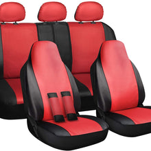 OxGord Car Seat Cover - PU Leather Two Toned Front Low Bucket 50-50 60-40 Rear Split Bench - Universal Fit Cars, Trucks, SUVs, Vans - 10 pc Complete Full Set