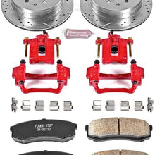 Power Stop K2405 Rear Z23 Carbon Fiber Brake Pads with Drilled & Slotted Brake Rotors Kit