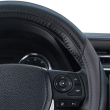 Motor Trend SW-814 Sport Drive Perforated Leather Steering Wheel Cover with Contrast Stitching - Universal Fit for Standard Sizes 14.5 15 15.5 inches (Dark Gray + Black)