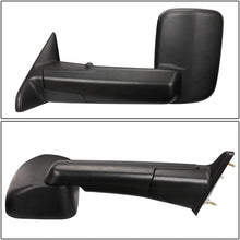 Replacement for Dodge RAM Black Heated Power Glass Foldable Towing Side+Circle Blind Spot Mirror