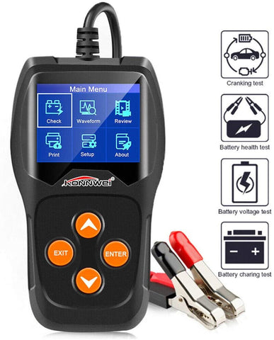 KONNWEI Professional Car Battery Tester on Cranking System, Charging System,100-2000 CCA 220AH Auto Battery Load Analyzer,Alternator Tester - Waveform Voltage Test for All 12V Cars/SUVs (KW600)