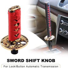 RYANSTAR Samurai Sword Automatic Shift Knob Universal for Lock/Button Automatic Transmission，Cool Katana Gear Shifter Metal Weighted Black&Red