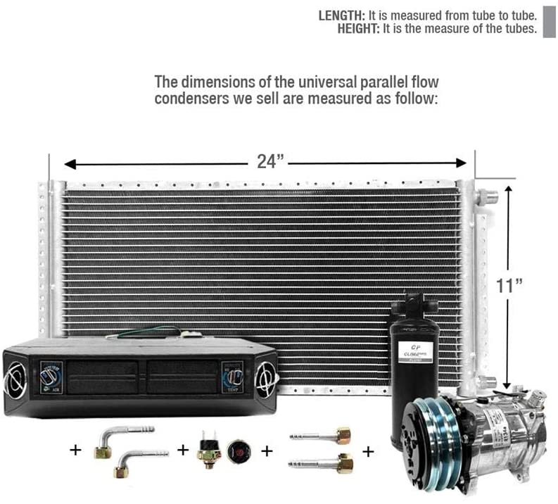 CLIMAPARTS AC Kit Universal Evaporator Underdash Unit Compressor and Condenser 11 x 24