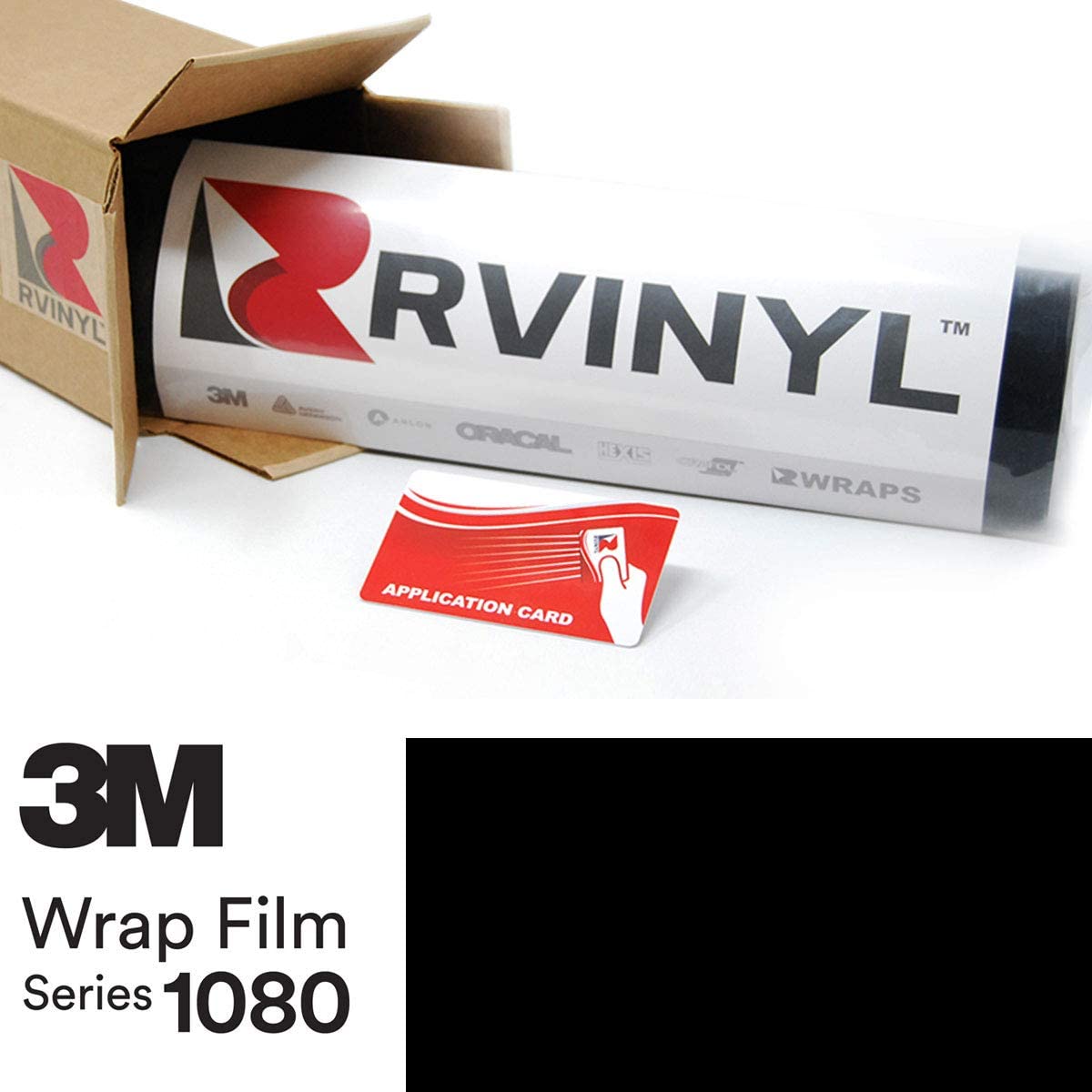 3M 2080 G12 Gloss Black 5ft x 1ft W/Application Card Vinyl Vehicle Car Wrap Film Sheet Roll