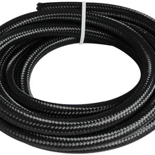 20Ft 6AN Universal Stainless Steel Braided Fuel Line Hose Ends,Black