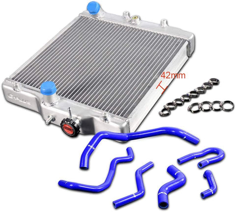 2 Row 42MM Performance Aluminum Cooling Radiator+ Silicone Hose For 1992-2000 HONDA CIVIC DX EX LX Si B16/18 TypeR 1994-2001 Acura Integra