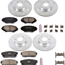 Power Stop K2727 Front & Rear Brake Kit with Drilled/Slotted Brake Rotors and Z23 Evolution Ceramic Brake Pads,Silver Zinc Plated