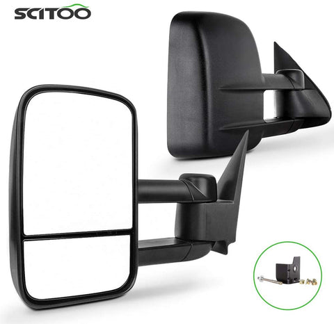 SCITOO Towing Mirrors, fit Chevy GMC Exterior Accessories Mirrors fit C1500 C2500 C3500 K1500 K2500 K3500 1988-1998 with Convex Glass Manual Controlling and Telescoping Features