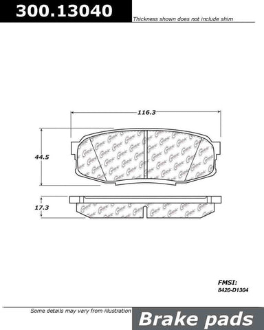 Centric 300.13040 Rear Brake Pad