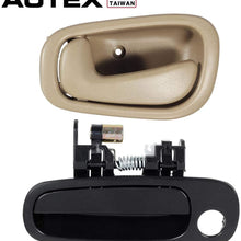 AUTEX 2pcs Interior Exterior Front Left Door Handles Compatible with Toyota Corolla,Chevrolet Prizm 1998 1999 2000 2001 2002 Door Handles Driver Side 79500 80890 77563 80423