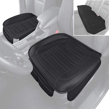 Motor Trend Black Universal Car Seat Cushions, Front Seat 2-Pack – Padded Luxury Cover with Non-Slip Bottom & Storage Pockets, Faux Leather Cushion Cover for Car Truck Van and SUV