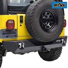 E-Autogrilles JTJRB004 EAG Rear Bumper With 2" Hitch Receiver & 2 D-ring Black Textured Off Road for 87-06 Jeep Wrangler TJ YJ