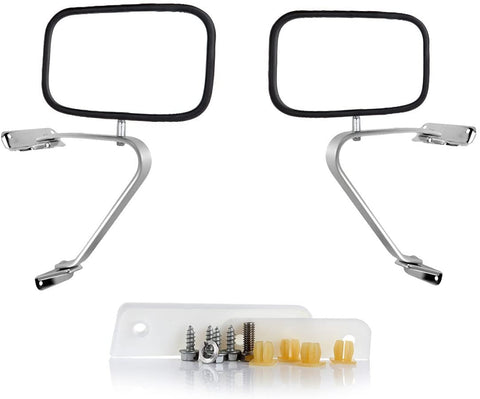 ECCPP Manual Side View Mirrors Chrome Pair Set for 80-96 Ford F-Series F150 F250 F350 Bronco Pickup Truck SUV