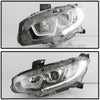 ACANII - For [Halogen Model] 2016 2017 2018 Honda Civic LED DRL Projector Headlight Headlamp Replacement Driver Side