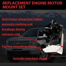 Front Engine Motor Mount A5365 15854941 15854939 Replacement for 2007-2014 Cadillac Escalade, Chevy Silverado, Suburban, Tahoe, GMC Sierra, Yukon - Right and Left Engine Motor Mount with Heat Shield