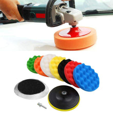 Qillu 10 Pcs Sponge Polishing Buffing Waxing Pad Kit for Car Polisher Buffer With Drill Adapter(4inch)