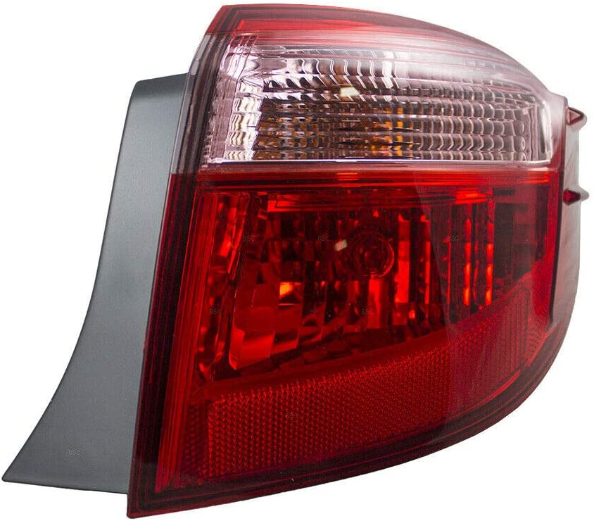 Passengers Taillight Red w/Clear Quarter Panel Mounted for 17-19 Toyota Corolla