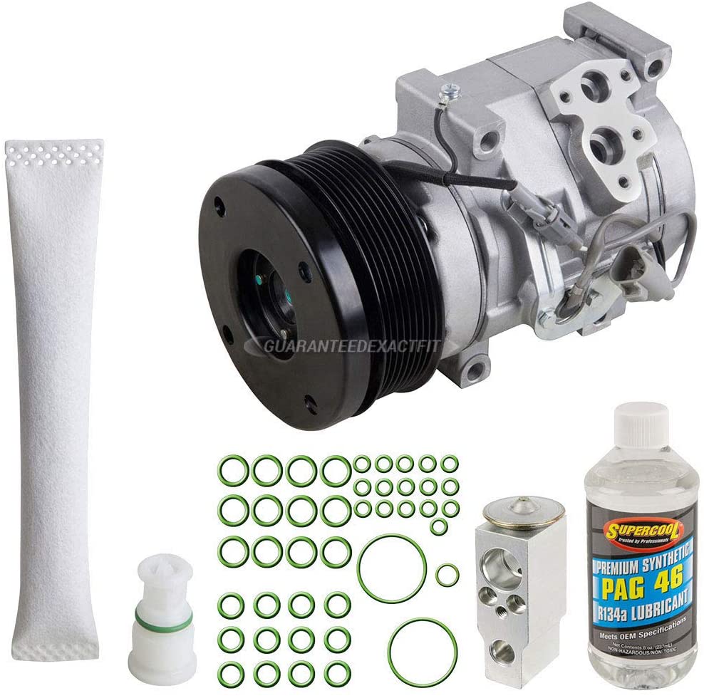 AC Compressor & A/C Kit For Toyota Tundra 4.6L & 5.7L V8 - Includes Drier Filter, Expansion Valve, PAG Oil & O-Rings - BuyAutoParts 60-81158RK NEW