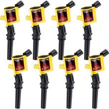 CarBole Ignition Coil Pack DG508 V8 Auto Car Parts Spark Plugs Compatible with Ford Lincoln Mercury 4.6L 5.4L C1454 C1417 FD503 8Pcs Yellow