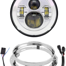 7 Inch LED Headlights with Mounting Bracket DOT Motorcycle Headlamp Kit For Touring Street Glide Road King Electra Glide Ultra Classic Fat Boy Tri Cvo Heritage Softail Slim Delux Ultra Limited Chrome