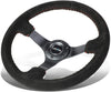 NRG Innovations Reinforced RST-036MB-S-RD 350mm Black Suede Steering Wheel + LED Keychain Flashlight