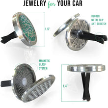 Car Essential Oil Diffuser - 1.5" Magnetic Locket Set with Air Vent Clip - Best for Aromatherapy - Fragrance Air Freshener, Scents Diffusers - Jewelry for Car, Tree of Life