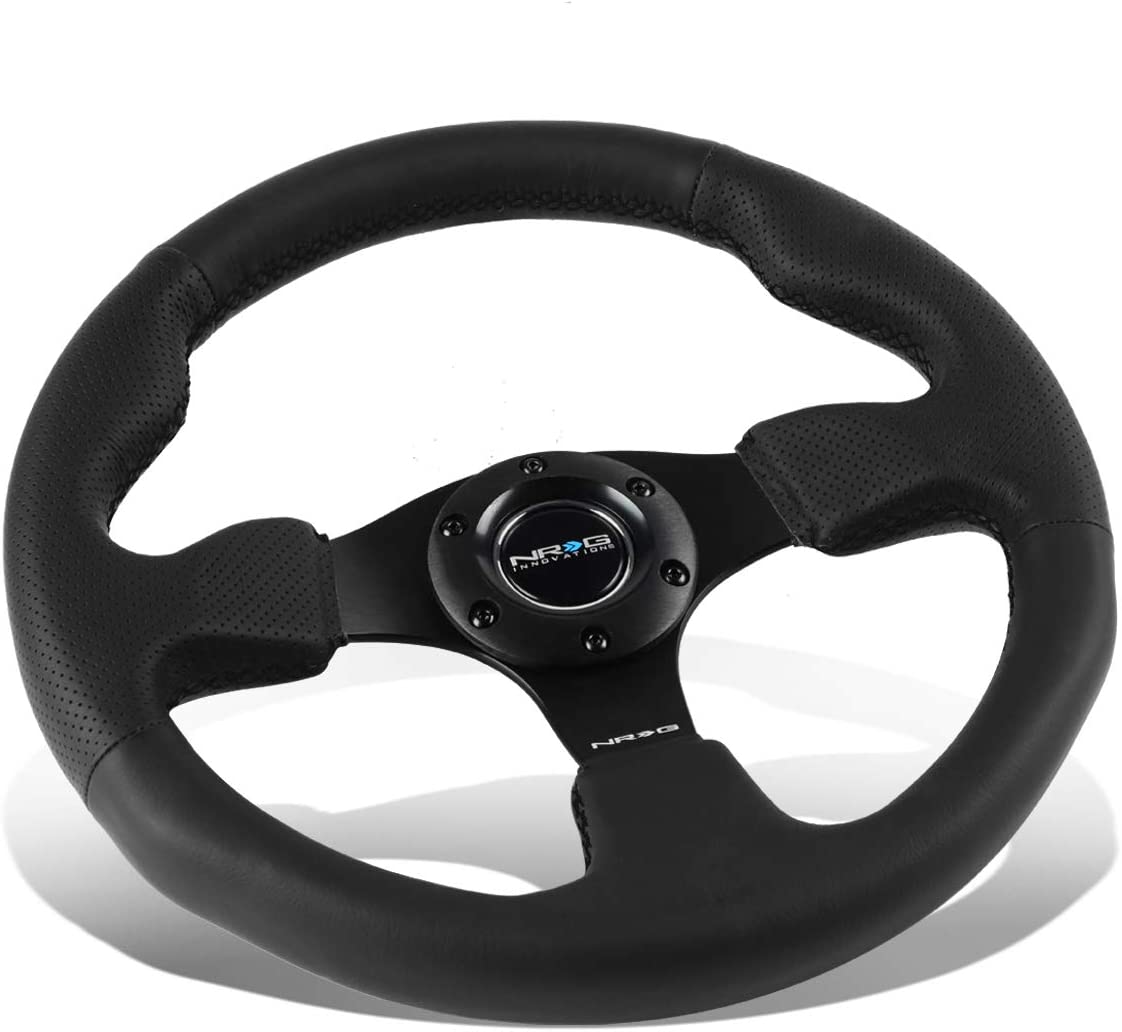 NRG Innovations RST-012R 320mm Race Style Leather Steering Wheel with Black stitch