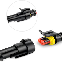 Nilight GA0007 1 2Pin Way 16AWG Waterproof Wire 1.5mm Series Terminal Connector-5 Pack,2 Years Warranty