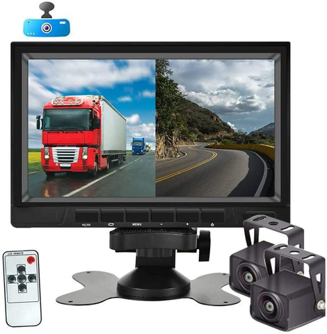 Car Backup Camera System Rearview Mirror with DVR Function 1080P HD 7 Inch Monitor Waterproof Night Vision Rear Veiw Camera for Truck Trailer Heavy Box RV Camper Bus 12V-36V