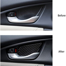 Thenice for 10th Gen Civic Real Carbon Fiber Door Wrist Trim Inner Door Handle Decoration Cover for Honda Civic 2020 2019 2018 2017 2016
