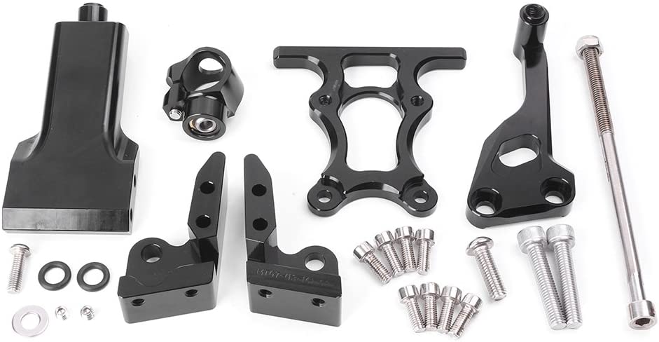 Mallofusa Motorcycle Stabilizer Steering Damper Bracket Mount Holder Kit Compatible for Yamaha MT-07 2013 2014 2015 2016 2017 Black (Black)