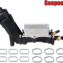 5184294AE Engine Oil Cooler and Oil Filter Housing Adapter Assembly with Gaskets Sensor-Compatible with 2011-2013 3.6L V6 Chrysler 200 300, Dodge Journey, Avenger, Durango, Cherokee, Wrangler, Ram