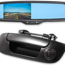 EWAY Tailgate Handle Backup Reverse Camera with 4.3 inch Rear View Mirror Monitor Kit for Dodge Ram 1500 2500 3500 2002-2008 Vehicle Safety Auto Reversing Parking Camera