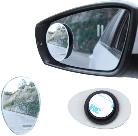 LivTee Blind Spot Mirror, Oval HD Glass Frameless Convex Rear View Mirror with wide angle Adjustable Stick for Cars SUV and Trucks, Pack of 2