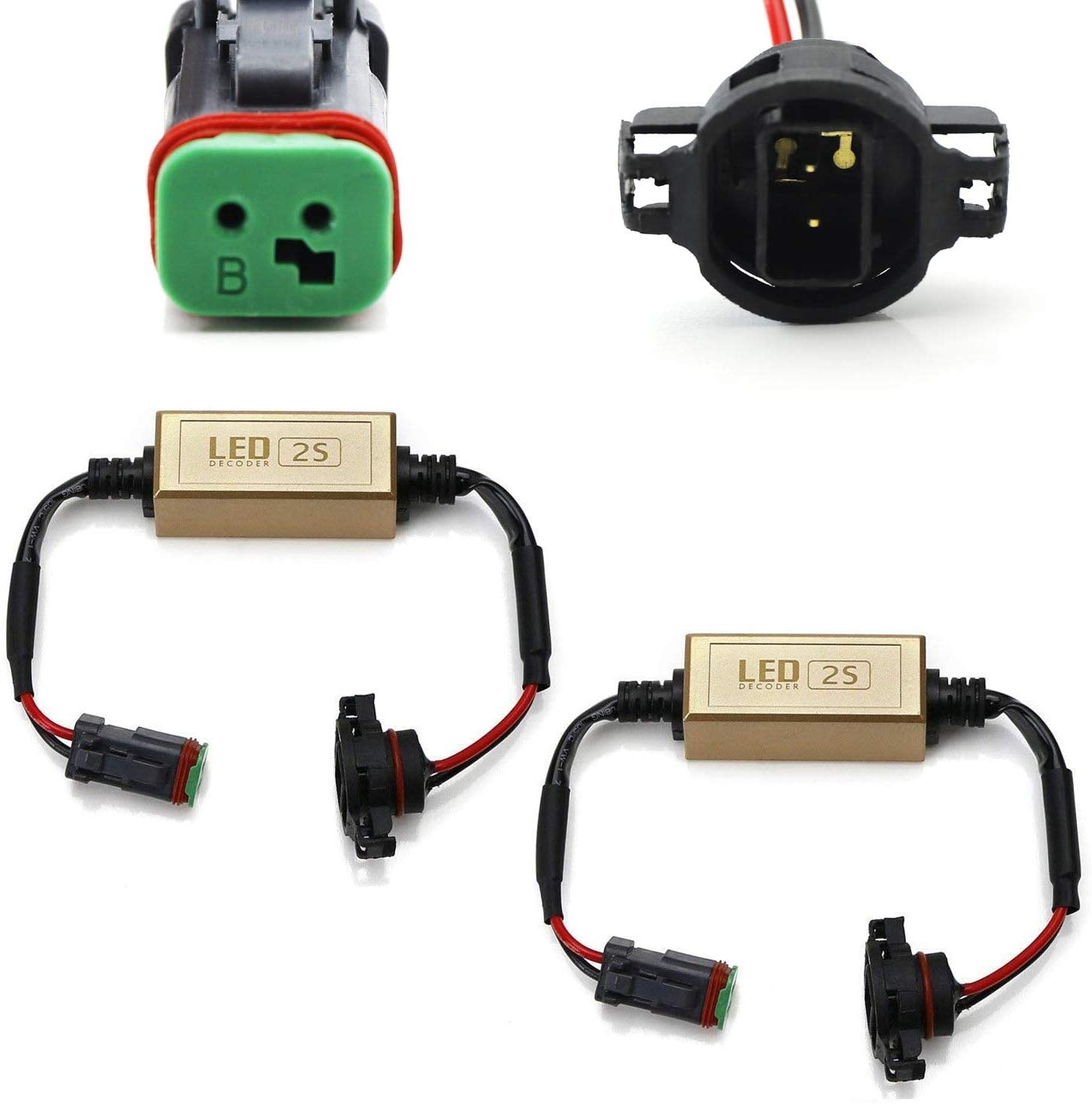 iJDMTOY (2) 5202/2504 To Deutsch DT DTP Canbus Anti Flicker Resistor Canceller Decoders For LED Pod Driving Lights, LED Light Bar, LED Worklamps, etc