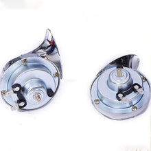 DishyKooker 1 Pair 12V 110dB Unil Chrome Dual Tone Air Snail Horn for Car Van Motorcycle Car Motorcycle