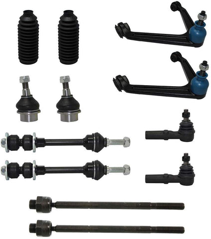 Detroit Axle - New Complete 12-Piece Front Suspension Kit for 02-05 Dodge Ram 1500 4x4 ONLY - 2 Upper Control Arm & Ball Joint, 2 Lower Ball Joint, All 4 Tie Rod, 2 Sway Bars [5-Lug Wheel Models Only]
