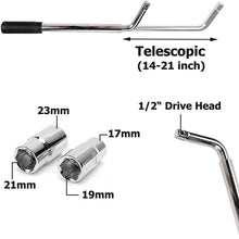 DICN Universal Extendable Lug Wrench (17/19/21/23MM) + 2 Ton Scissor Jack Hand Screw Spare Tire Repair Tool Kit for Cars Vans Trucks Trailers