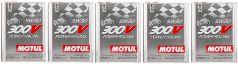 Motul 104241 Set of 5 300V Power Racing 5W-30 Motor Oil 2-Liter Bottles