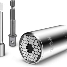 Universal Socket, TACKLIFE 3Pcs Multifunctional 1/4’’- 3/4’’ (7mm-19mm) Socket Tool Sets and Power Drill Adapter, Professional Repair Tools - ASW01A