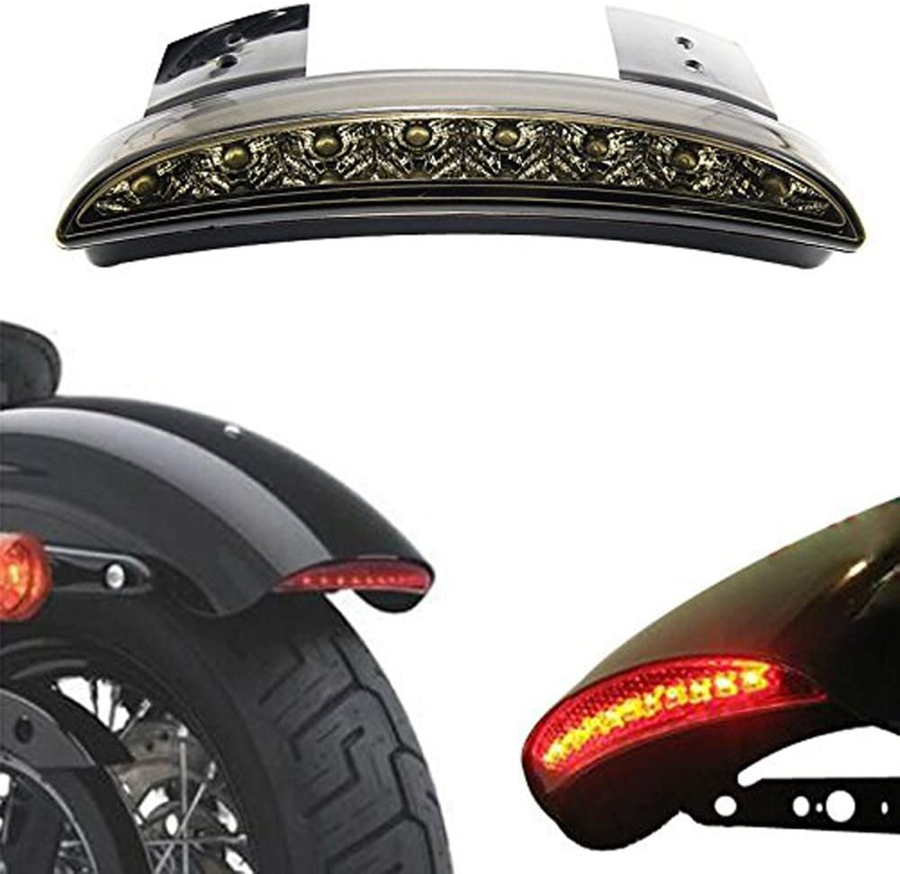 ANKIA Motorcycle Chopped Rear Fender Edge LED Brake License Plate Tail Light Stop Running Light Turn Signal Lamp for Harley Sportster XL883N 1200N XL1200V XL1200X (Smoked Black)